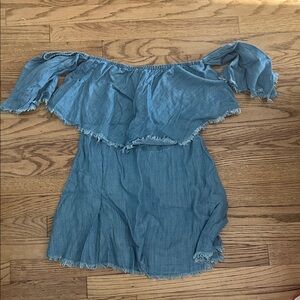 Elan Denim Blue Off-Shoulder Mini Dress